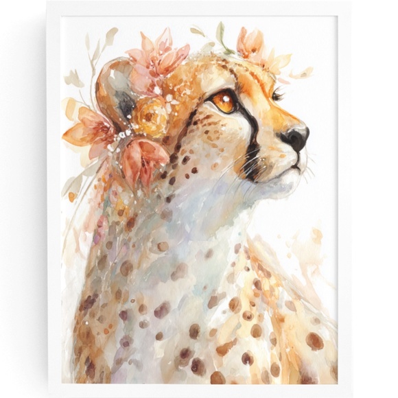 Creative Path Studios Other - Cheetah Watercolor Wall Art Illustration Print Poster Card Unframed